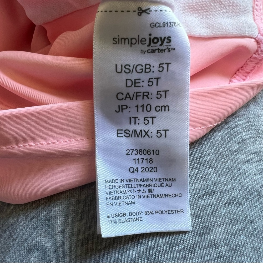 Simple Joys by Carters Little Girls Long Sleeve Rash Guard Mermaid Top Size 5T - Picture 6 of 8